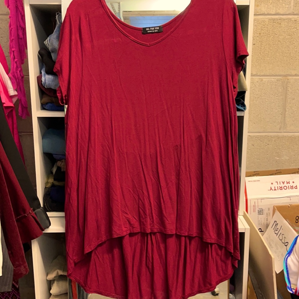 HIGH LOW TOP BLOUSE MAROON SIZE XL